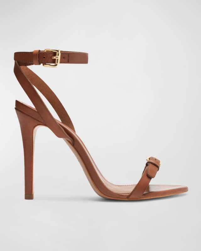Aurora Buckle Leather Stiletto Sandals